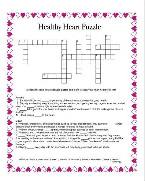 Heart Healthy Crossword Try It Out Healthy Living
