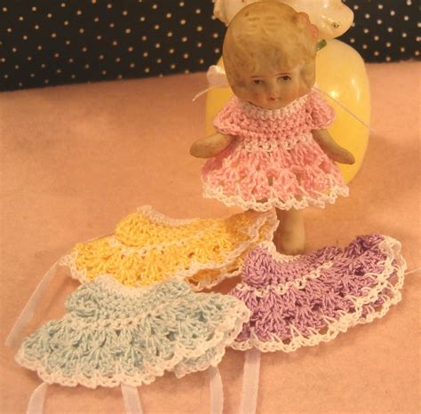 miniature crochet handmade doll dress fits 2 1 2 inch bisque etsy dolls handmade crochet