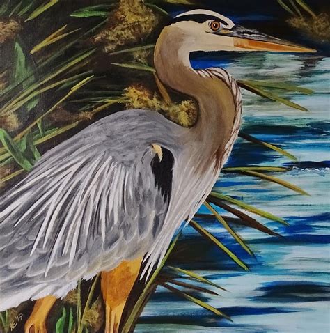 Great Blue Heron Painting By Amelia Emery Pixels