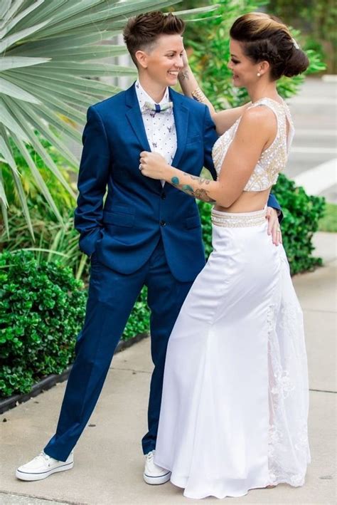Marriage Lesbian Suit Dress In 2020 Wedding Dress Lesbian White