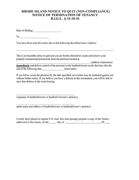 2 weeks' notice resignation letter with reason (sample 1). Rhode Island 24-Hour Notice to Quit Form | Illegal ...