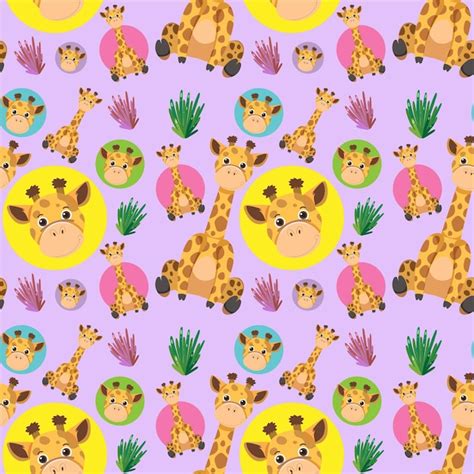 Free Vector Cute Giraffe Seamless Pattern
