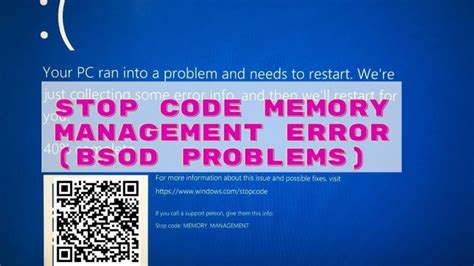 Stop Code Memory Management Error Bsod Fixed