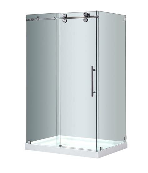 aston langham 48 x 35 x 77 5 completely frameless sliding shower enclosure with base
