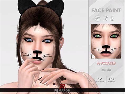 The Sims Resource Halloween Cat Face Paint 01