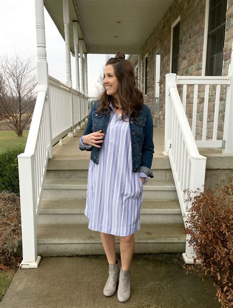 styling a striped shirt dress from j jill momma in flip flops real mom style my style