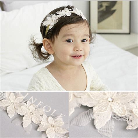 Buy Headwear Hair Ribbons Three Lace Flowers Hairbands