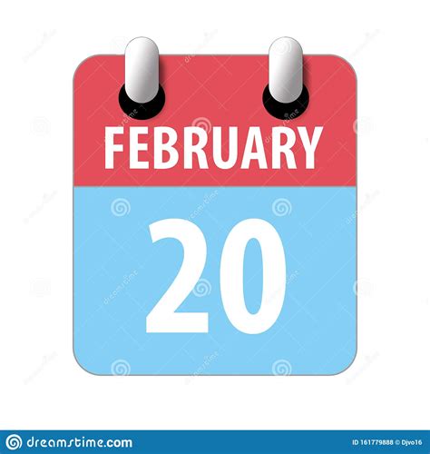 February 20th Day 20 Of Monthsimple Calendar Icon On White Background