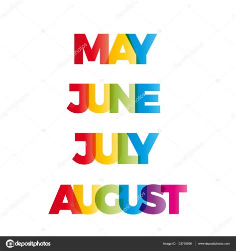 The Words May June July August Vector Banner With The Text C Stock