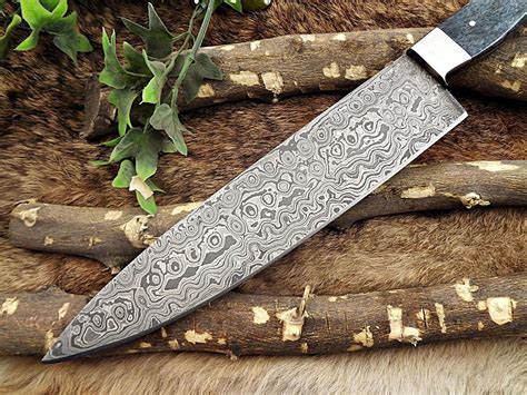 Damascus Steel Kitchen Knife 135 Inches Full Tang 9 Long Hand Forged