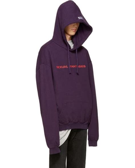 vetements purple sexual fantasies hoodie in purple for men lyst