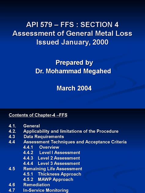 Section 4 Assessment Of General Metal Loss Api 579 Ffs Pdf Stress