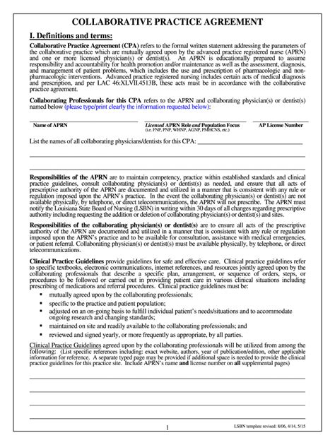 Nurse Practitioner Collaborative Agreement Template Fill Out And Sign