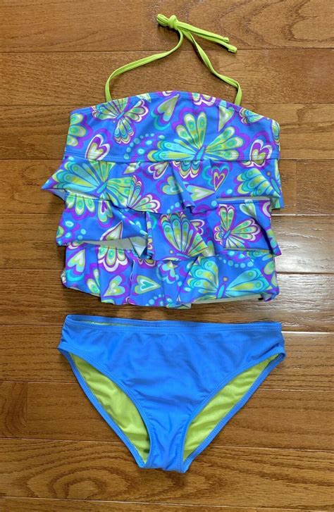 Breaking Waves Girls Tankini Floral Swimsuit Size Euc Ebay