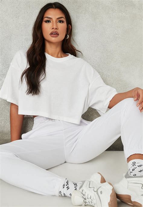 White Drop Shoulder Oversized Crop Top Missguided