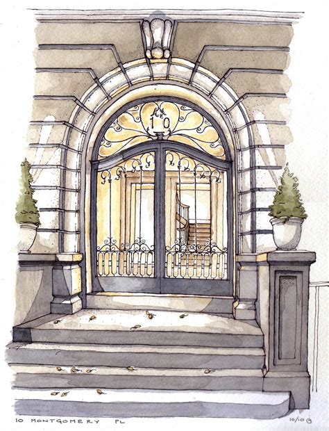 Park Slope Sketch 10 Montgomery Place Entrance