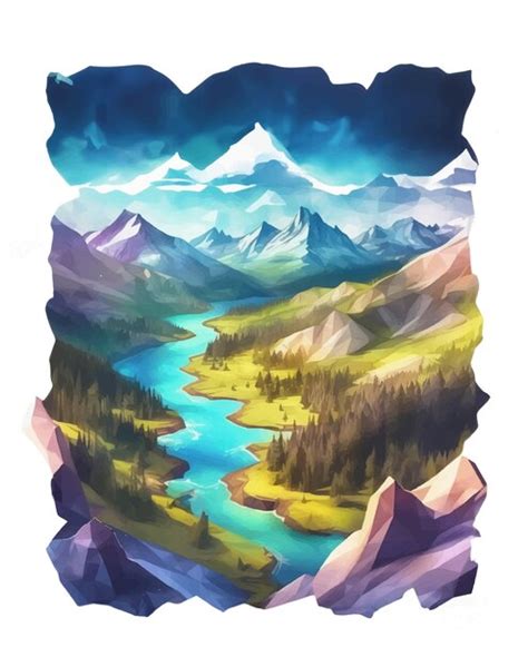 Premium Vector Vector Mountain Landscape With River And Background