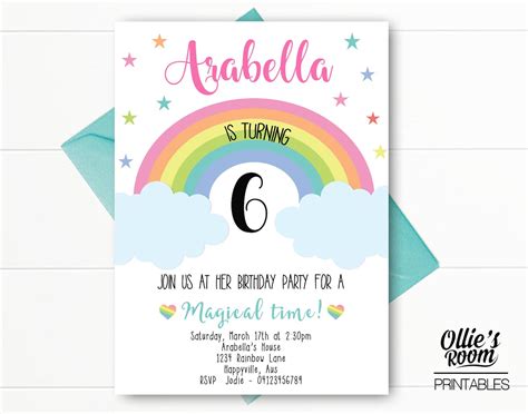 Printable Rainbow Birthday Invitations Grochow