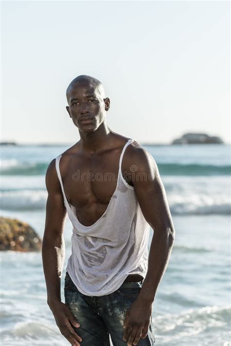 Topless African Black Tearing White Shirt Stock Image Image Of Happy