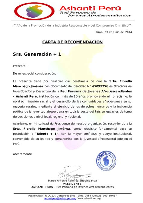 Doc Carta De Recomendacion Jorge Rafael Ramírez