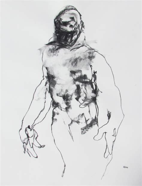 Abstract Figure Drawing 18 X 24 Fine Art By Derekoverfieldart