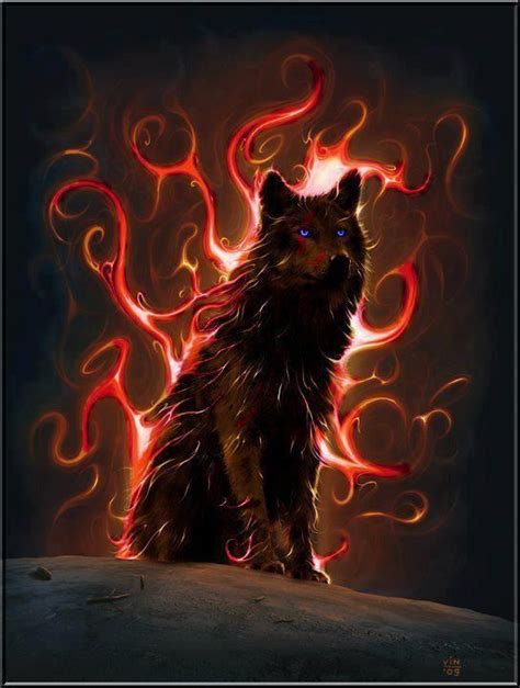 Fire Wolf Wolf Spirit Animal Fantasy Wolf Wolf Spirit