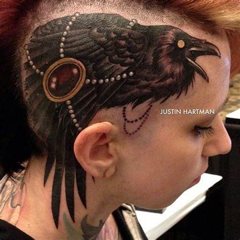 Ladies Buzz Cut With Scalp Tattoo Inkedmagazine Bird Tattoo