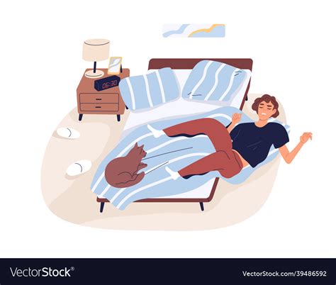 Sleepy Drowsy Person Waking Up Hard In Early Vector Image