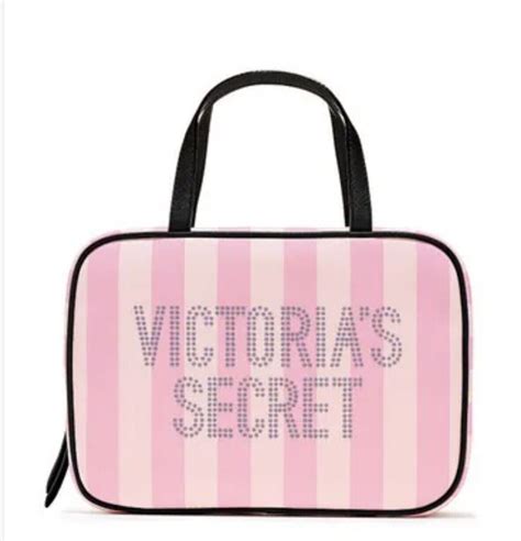 Victorias Secret Striped Jetsetter Hanging City Cosmetic Makeup Case