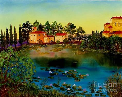 Sunset By The Lake Painting By Inna Montano Fine Art America