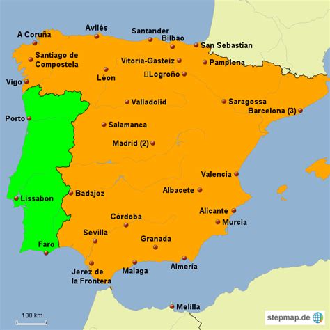 Auf einer fläche von 504.646km² leben ca. StepMap - Flughäfen Spanien, Portugal Festland - Landkarte ...