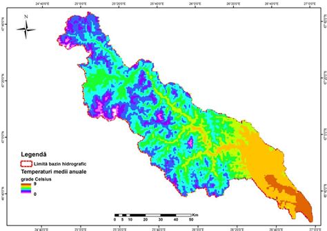 Harta Temperaturilor Medii Anuale în Bazinul Hidrografic Al Râului