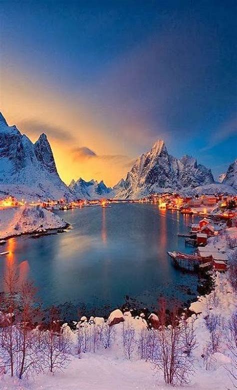 Reine Norway Winter Landscape Europe