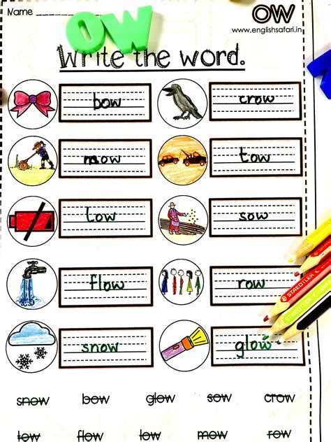 Long vowel sounds or o e education oa worksheets for kindergarten. oa ow words worksheets FREE www.englishsafari.in | Words ...