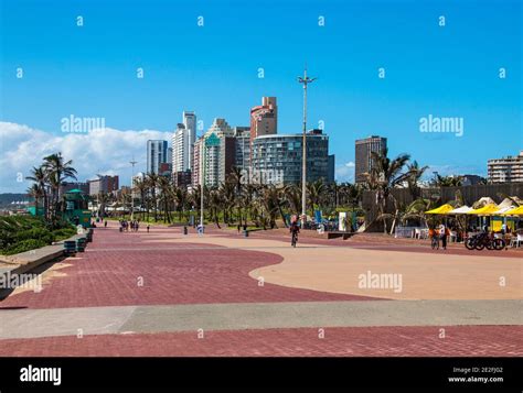Paved Walkway Lined With Hotels At Durban Beachfront South Africa