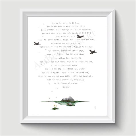Wild Geese By Mary Oliver Poem Art Print Poster Drawing Etsy