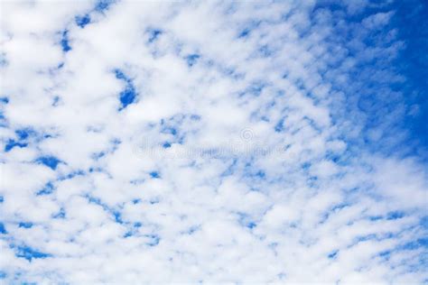 White Cirrus Clouds Blue Sky Background Closeup Fluffy Cumulus Cloud