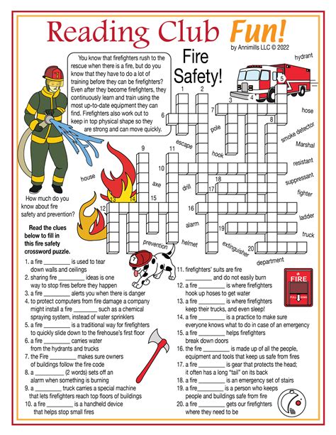 Fire Safety Printable Crossword Puzzle Made By Teachers