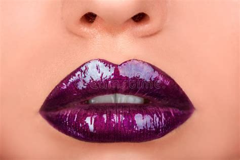 Macro Photo Of Woman S Lips With Lipstick Stock Photo Image Of