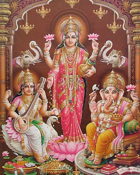Lord Ganeshagoddess Lakshmi And Goddess Saraswati