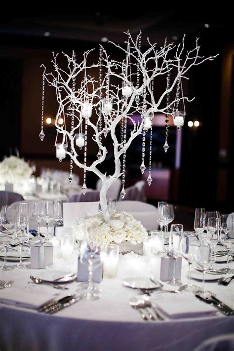 Incorporate Natural Details To Create A Winter Wonderland Branch Centerpieces Centerpieces