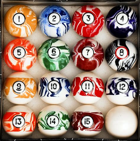 pool table billiard ball set swirl marble style sports and outdoors