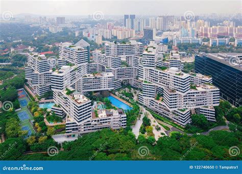 The Interlace Apartments In Singapore City And Skyscrapers Stock Photo