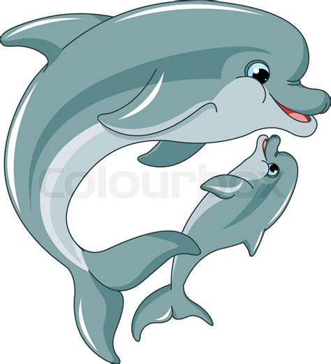 Swimming Dolphins Stock Vector Colourbox