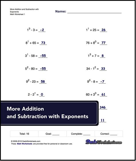 Division Of Exponents Worksheet
