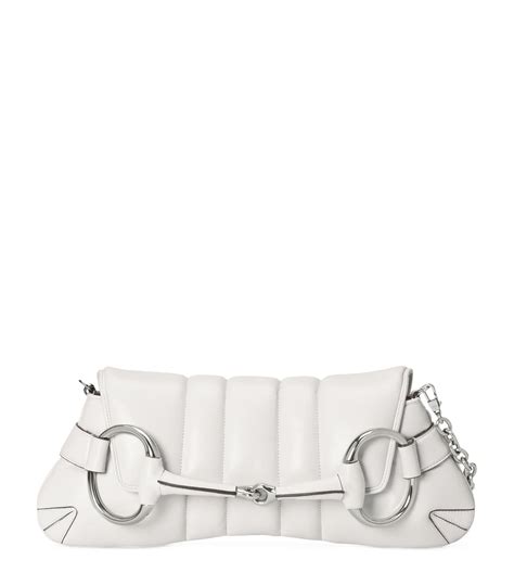 Womens Gucci White Medium Leather Horsebit Shoulder Bag Harrods Uk