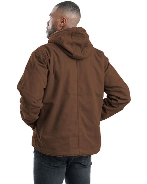 Berne Mens Vintage Washed Sherpa Lined Hooded Jacket Alphabroder
