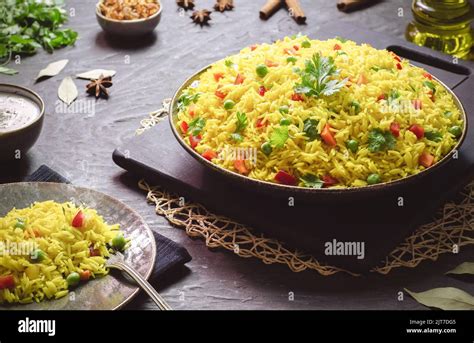 Arabic Cuisine Traditional Arabic Basmati Rice With Vegetables Served