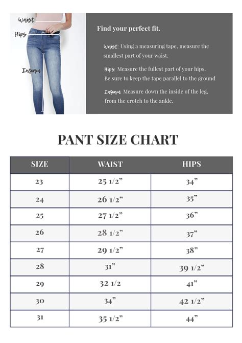 Kancan Jeans Size Chart Inseam