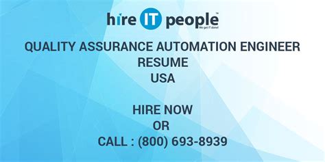 Quality Assurance Automation Engineer Resume Hire It People We Get It Done